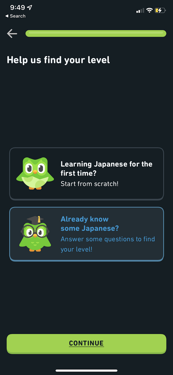 duolingo find learning level