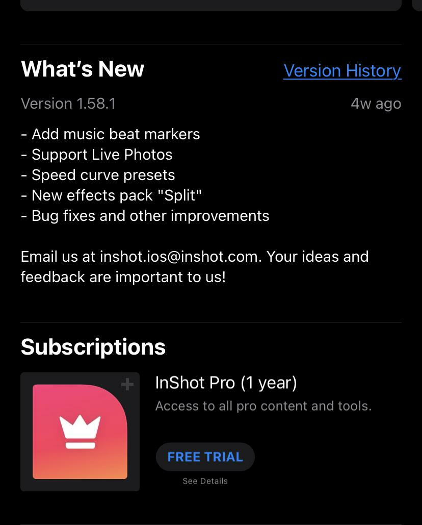 inshot app page screenshot