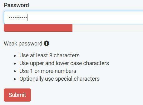 weak password