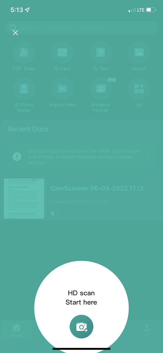 CamScanner app screenshot