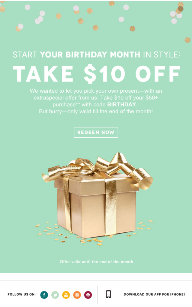 Birchbox birthday email