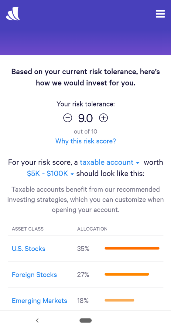 Wealthfront onboarding