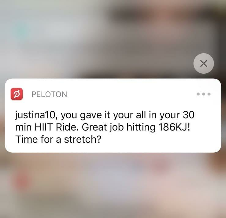 Peloton push notification