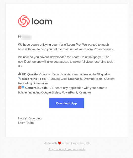 Loom email reminder