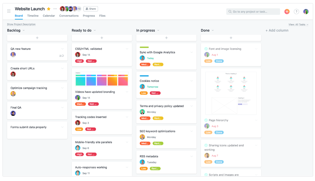 Asana screenshot