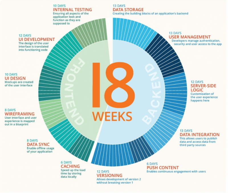 Frontend and backend mobile app development timeline. Syndicode