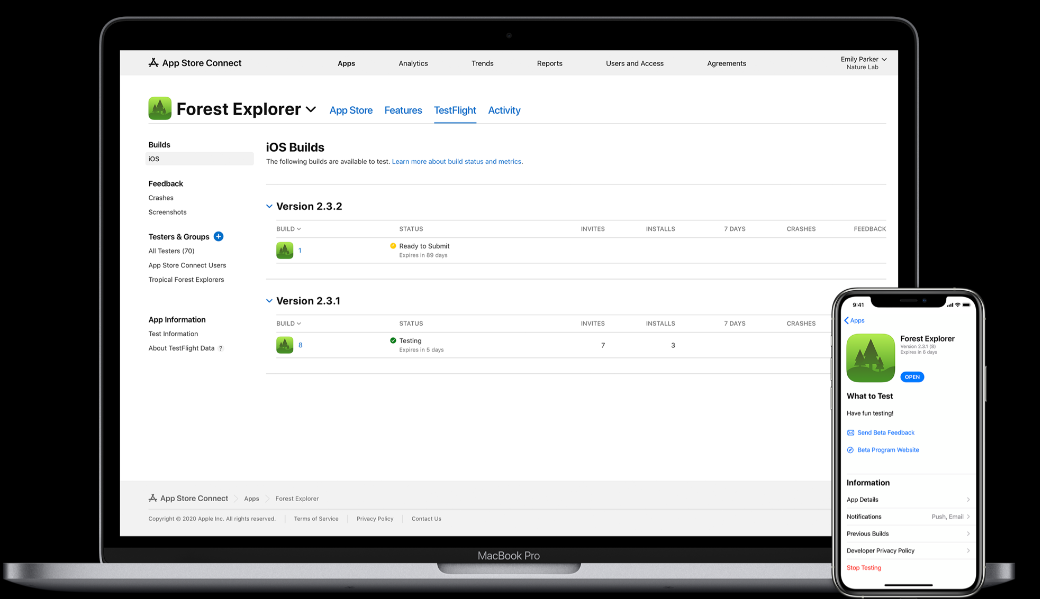 TestFlight interface