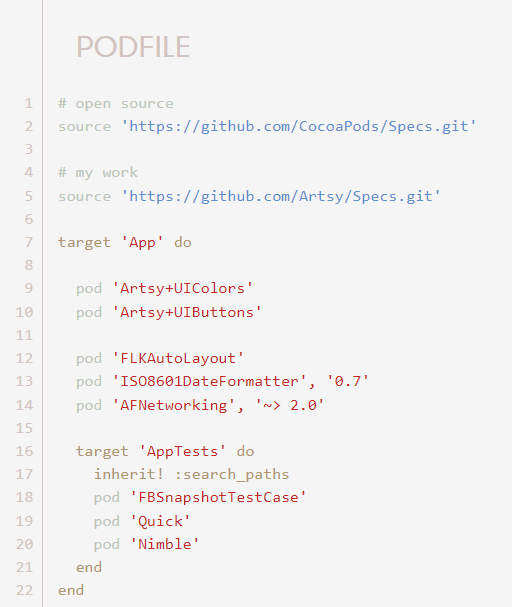 CocoaPods Podfile example