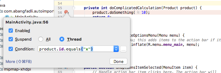 Android Studio breakpoint