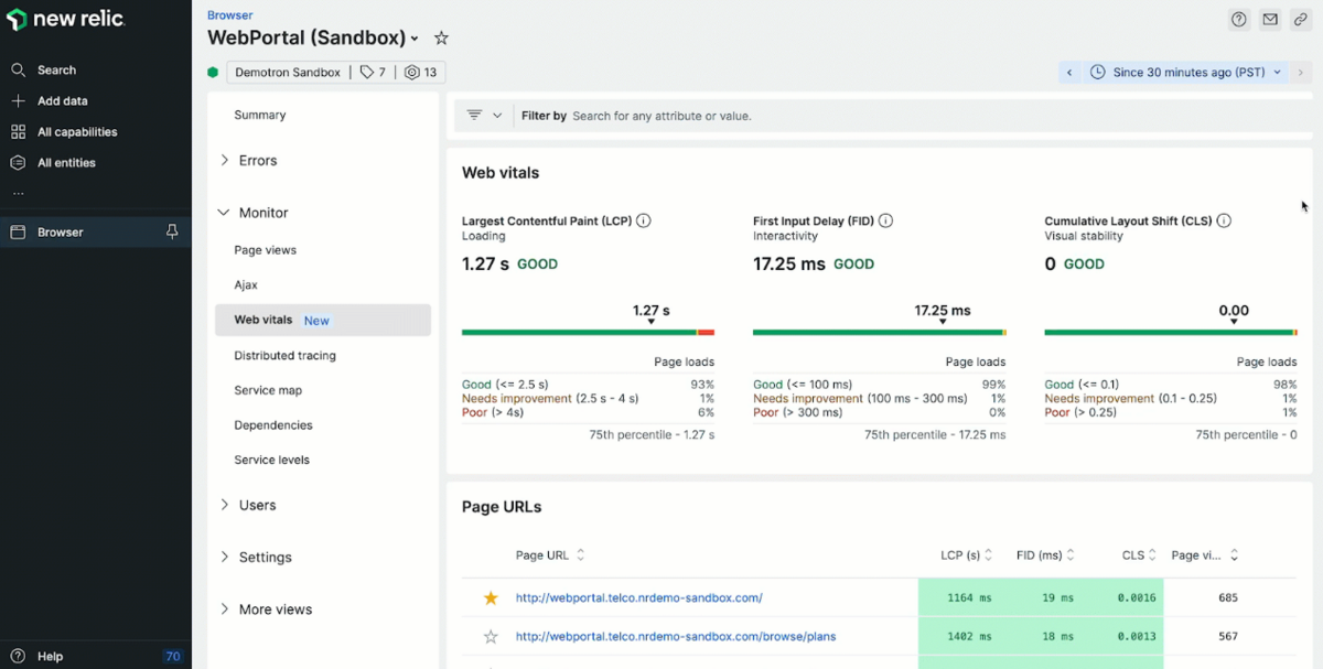 New Relic UI