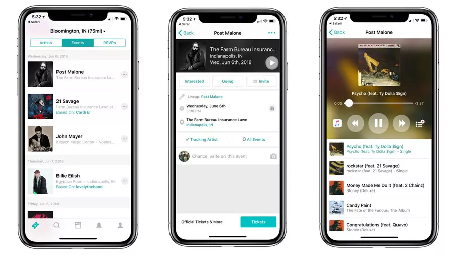 Virtual concerts app