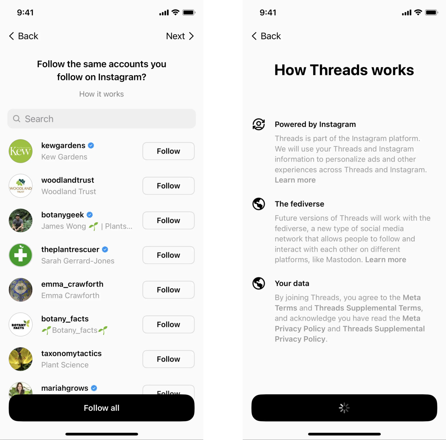 Threads onboarding flow 2