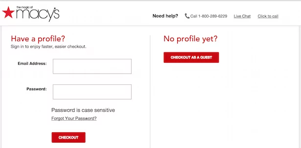 Guest checkout macys