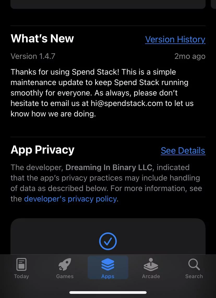 spend stack app page screenshot