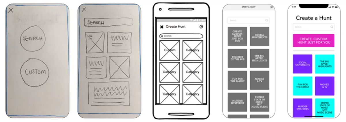 Scavenger hunt app wireframe