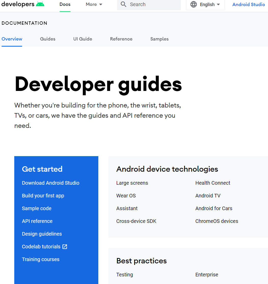 Developer guides