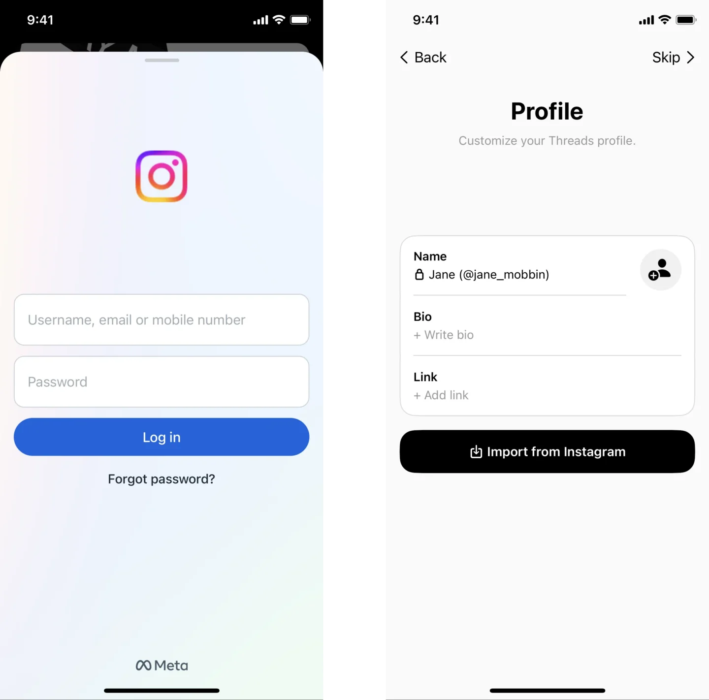Threads onboarding flow 1